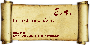 Erlich András névjegykártya